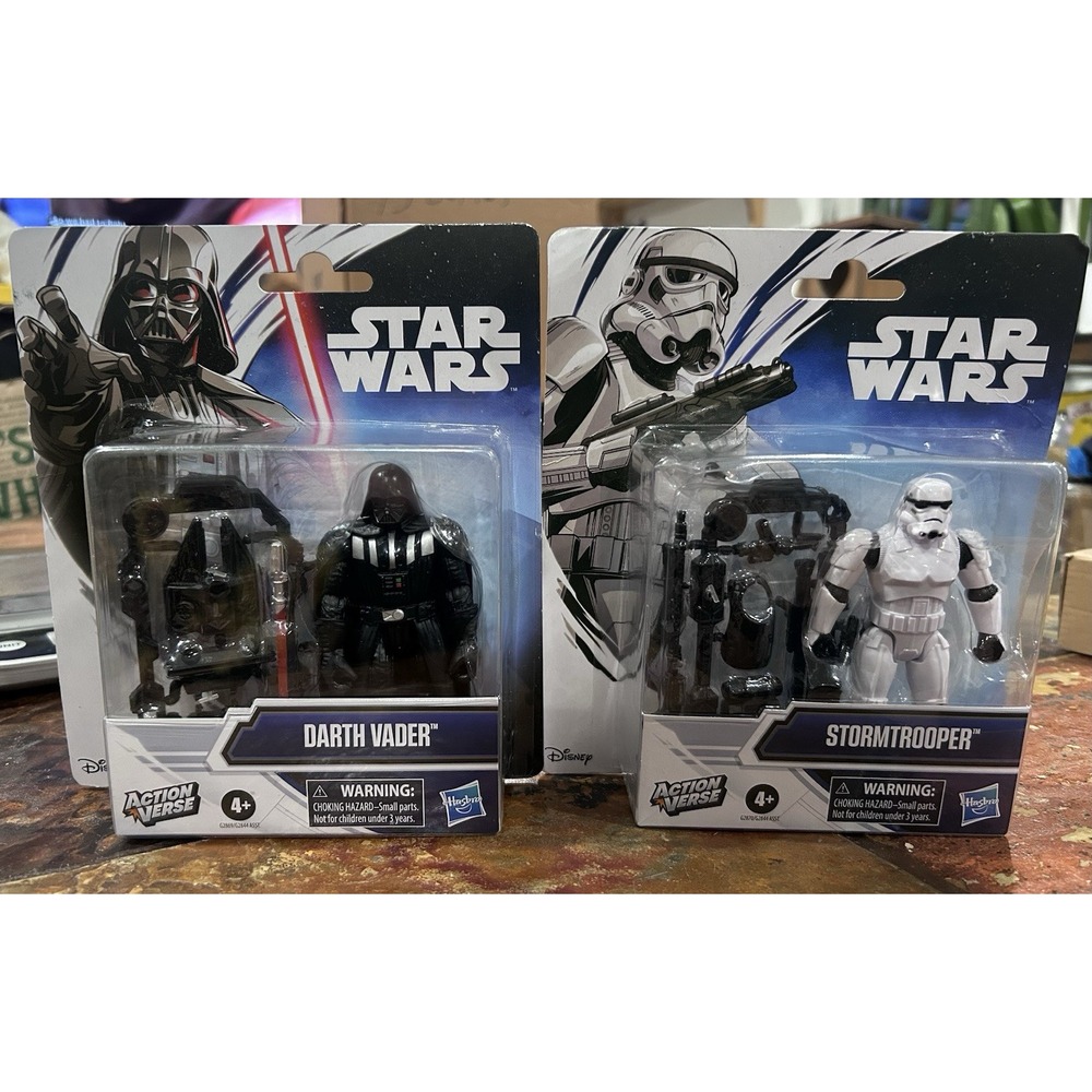 STAR WARS Disney Action Verse DARTH VADER and STORMTROOPER Figurines